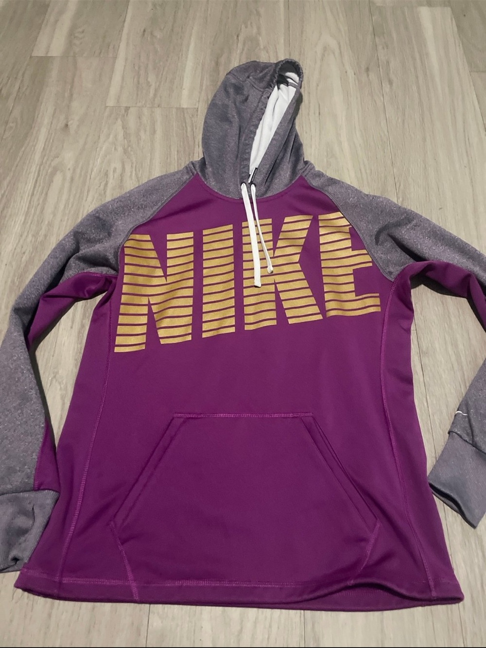 Nike Purple and Gray Therma-Fit Hoodie with Gold Accents